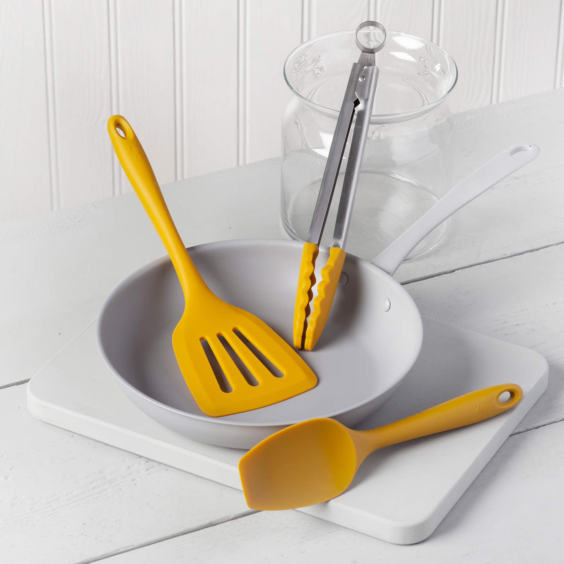 Silicone Kitchen Tongs, Slotted Turner & Spatula Spoon Set