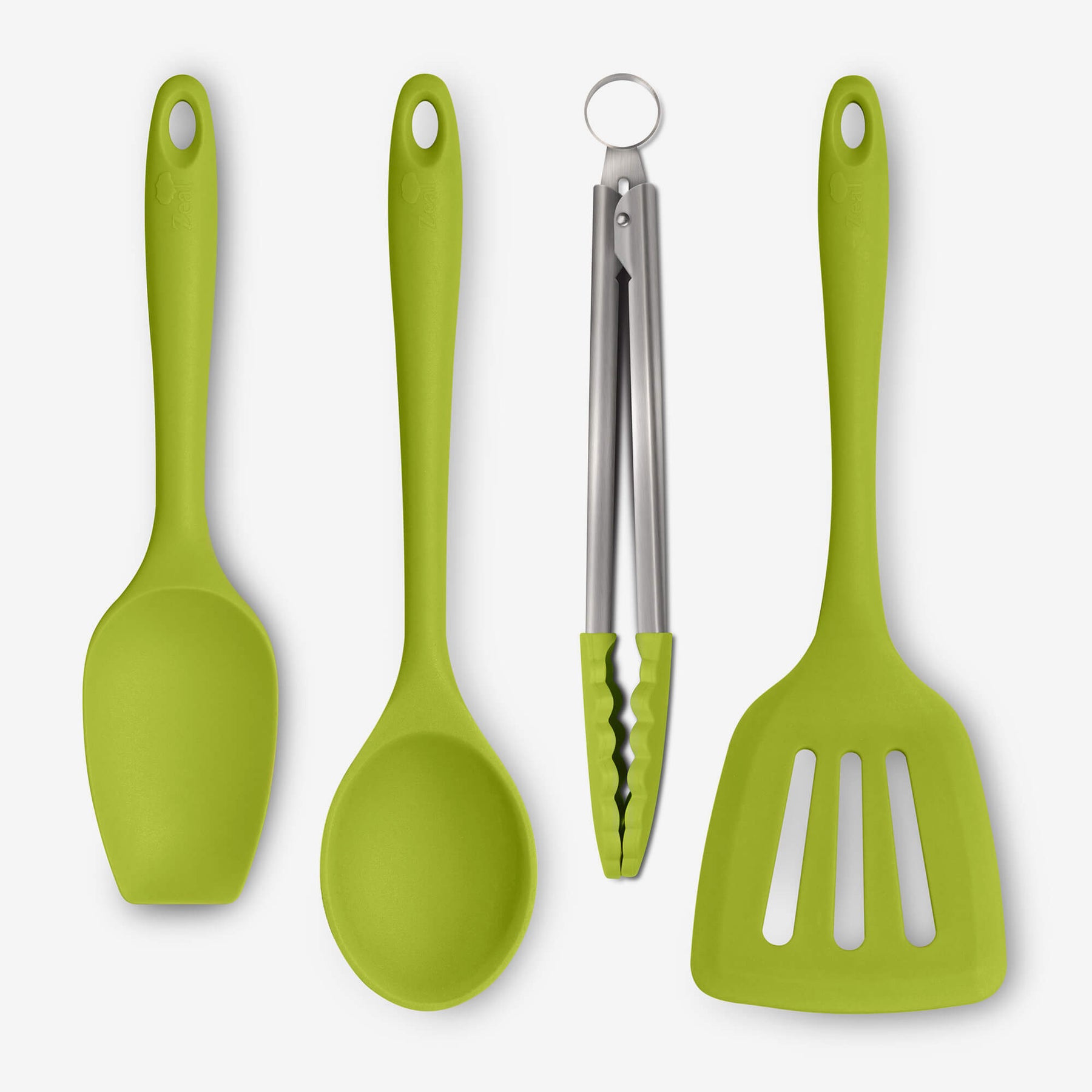 Silicone Kitchen Tongs, Slotted Turner, Spoon & Spatula Spoon Set