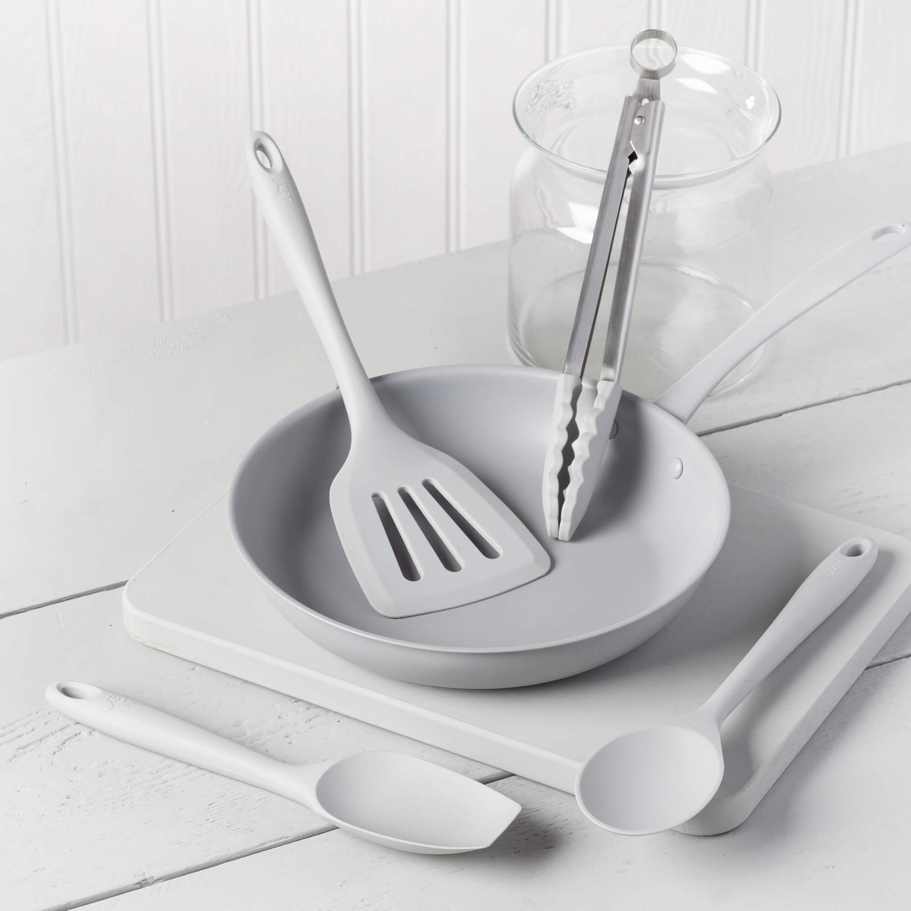 Silicone Kitchen Tongs, Slotted Turner, Spoon & Spatula Spoon Set