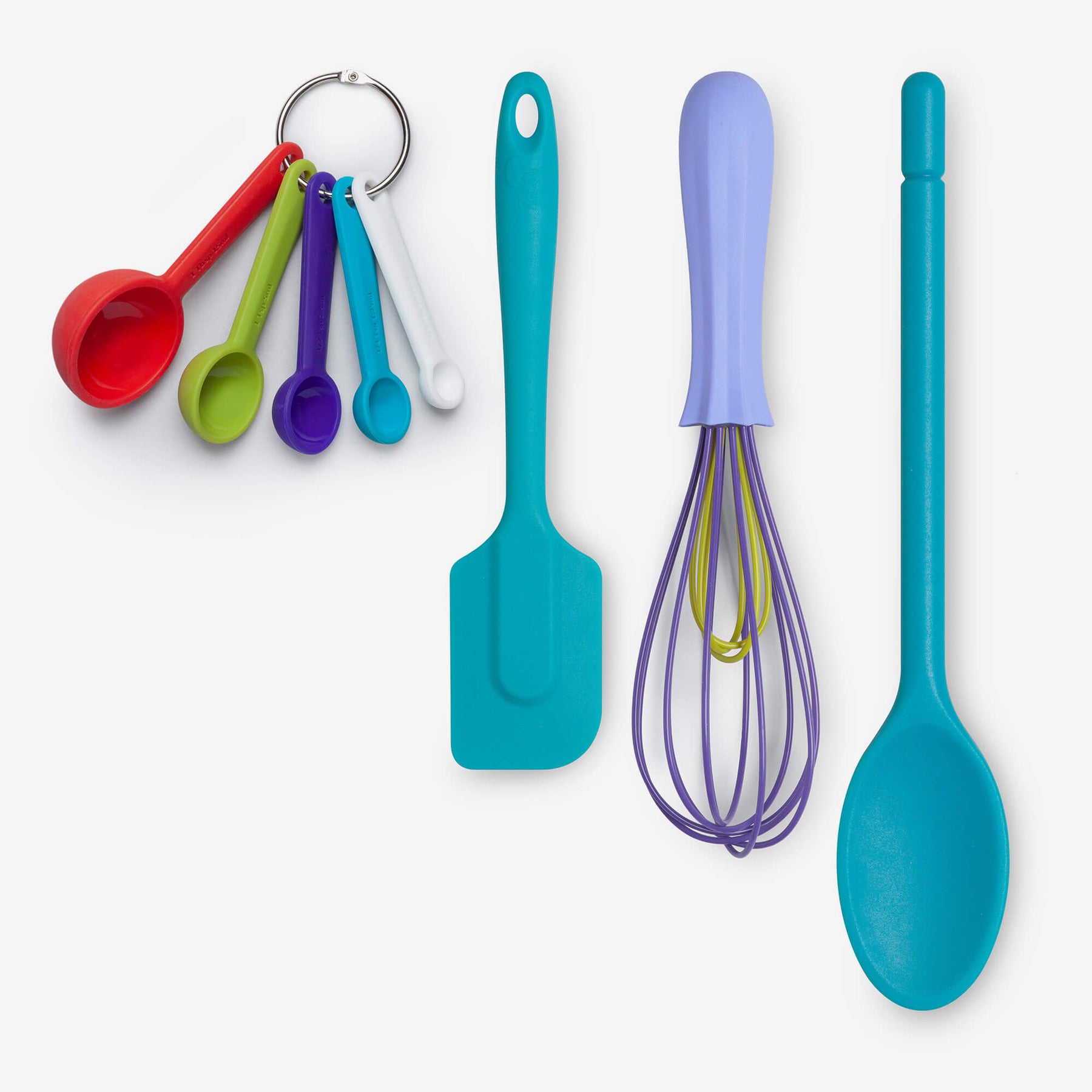 Silicone Measuring Spoons, Spatula, Traditional Spoon & Whisk Set