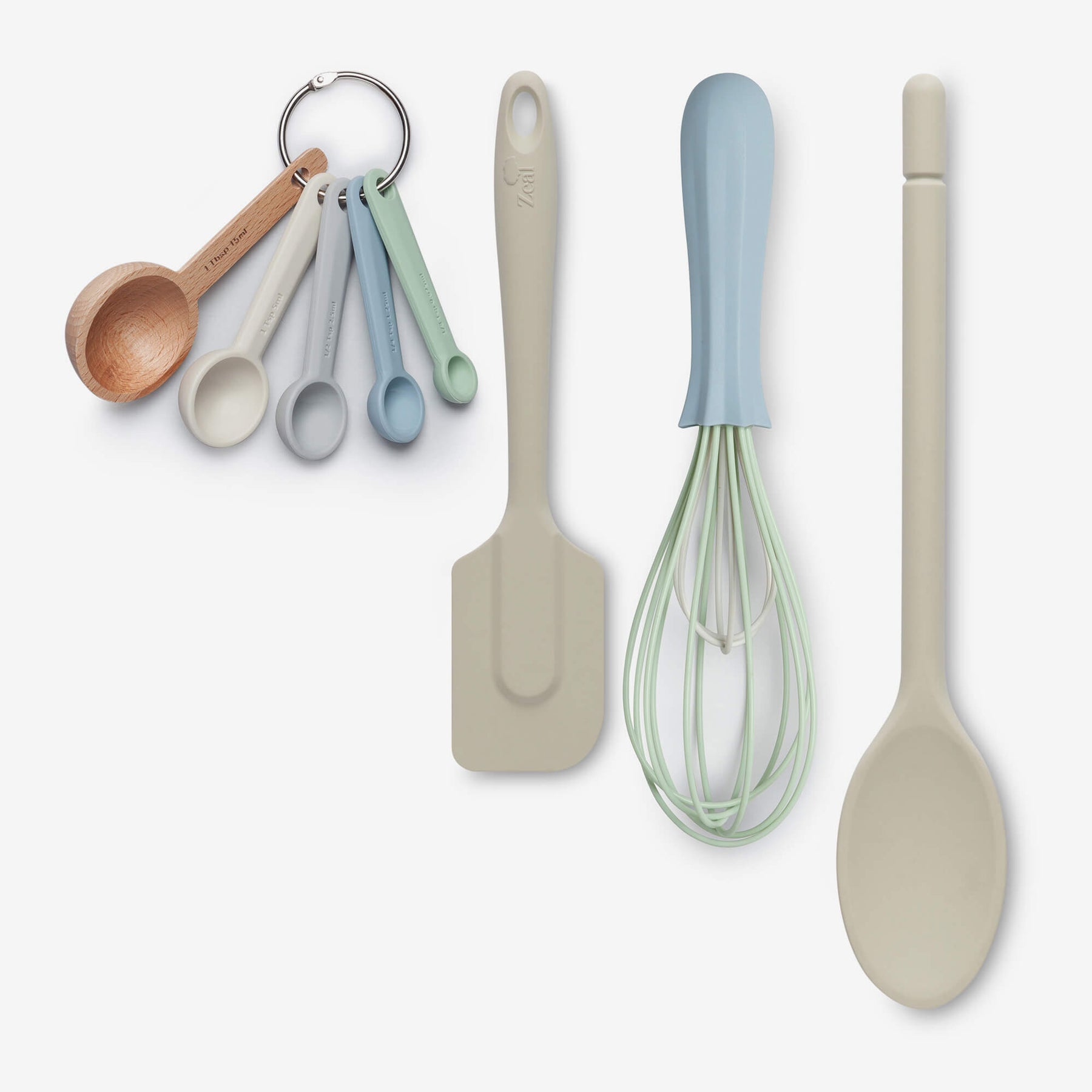 Silicone Measuring Spoons, Spatula, Traditional Spoon & Whisk Set