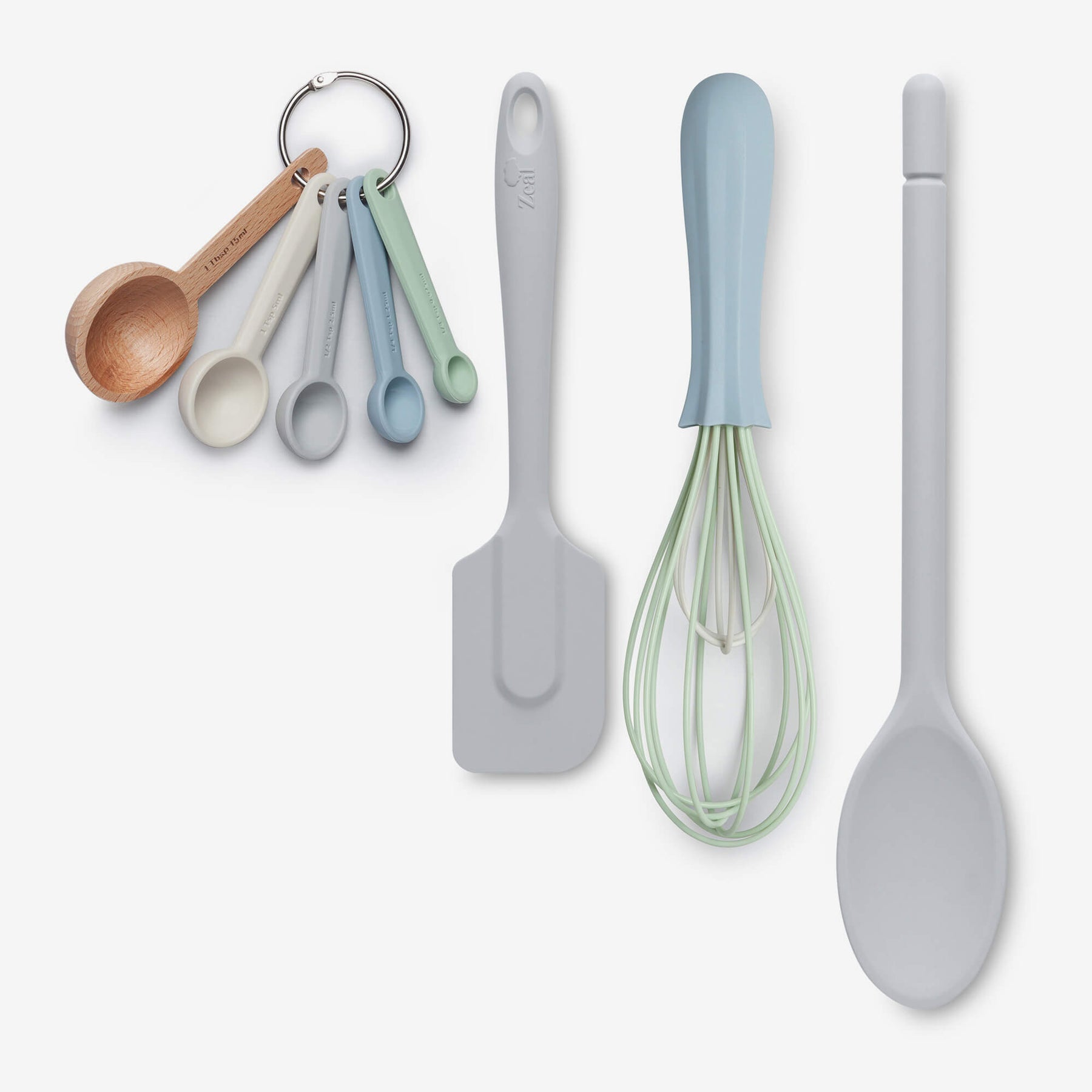 Silicone Measuring Spoons, Spatula, Traditional Spoon & Whisk Set