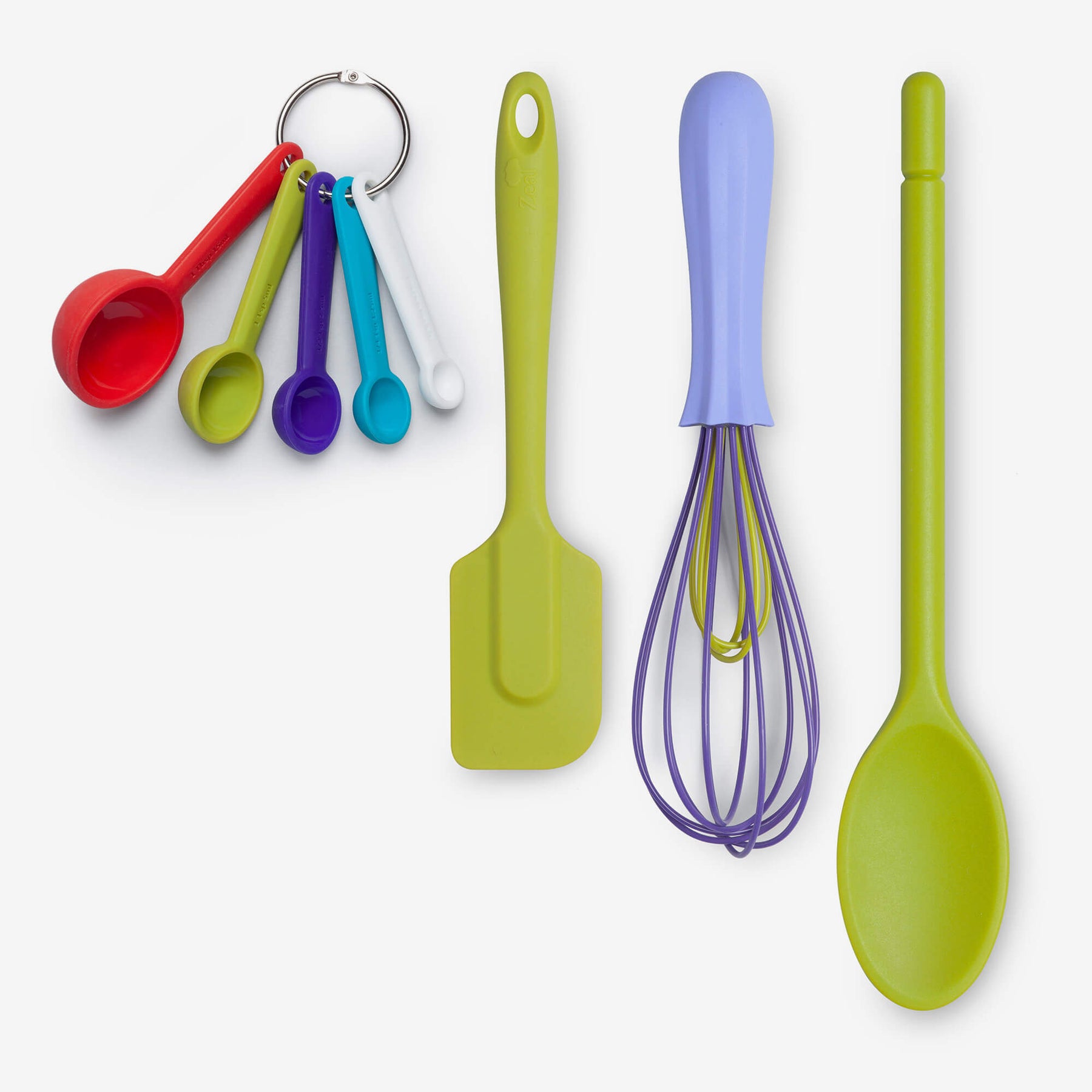 Silicone Measuring Spoons, Spatula, Traditional Spoon & Whisk Set