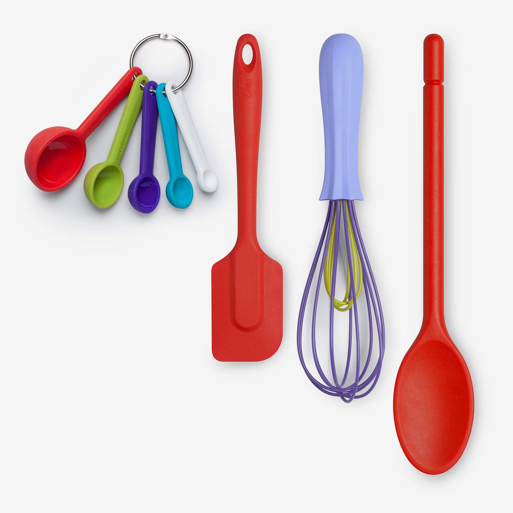 Silicone Measuring Spoons, Spatula, Traditional Spoon & Whisk Set