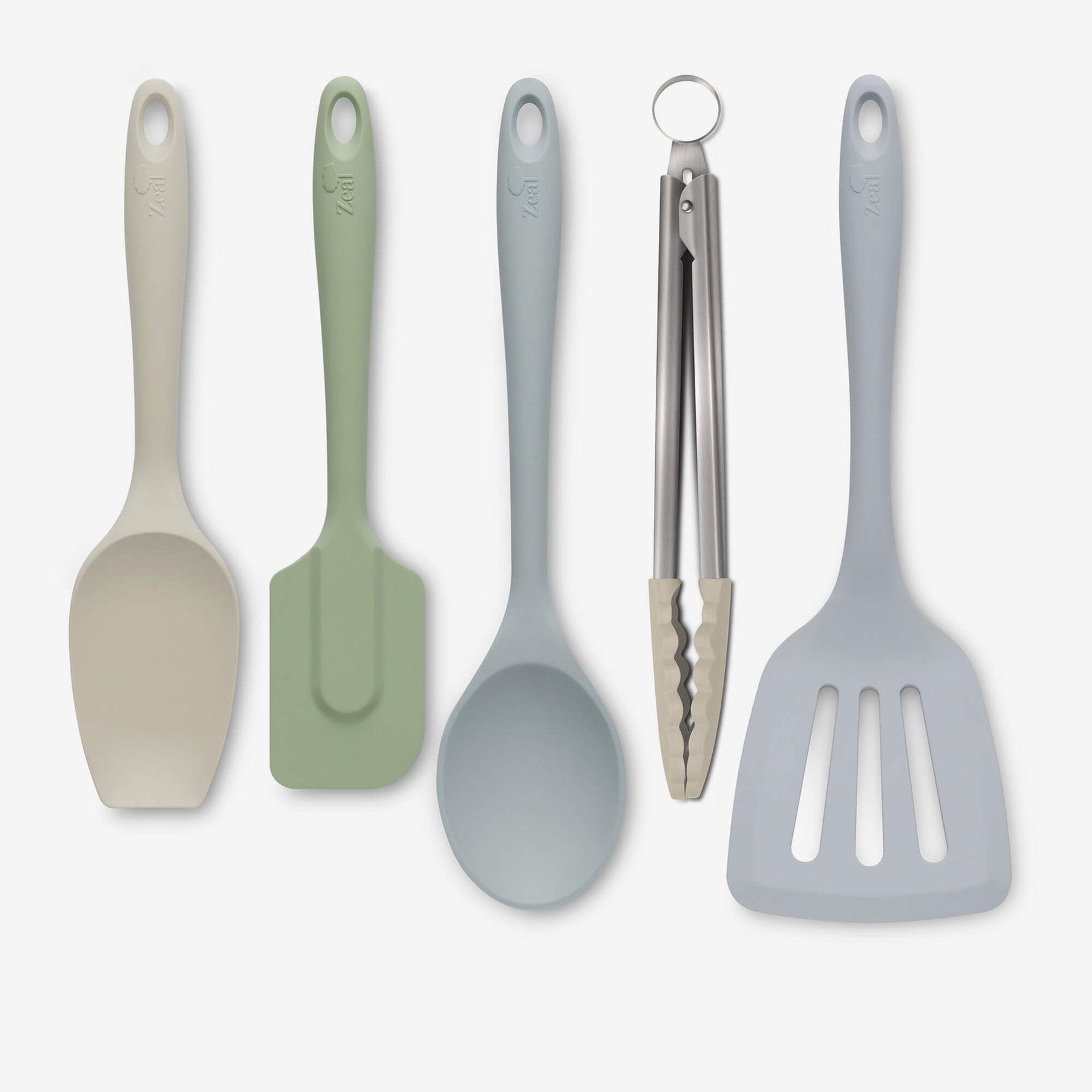 Silicone Kitchen Tongs, Slotted Turner, Spoon, Spatula Spoon & Spatula Set