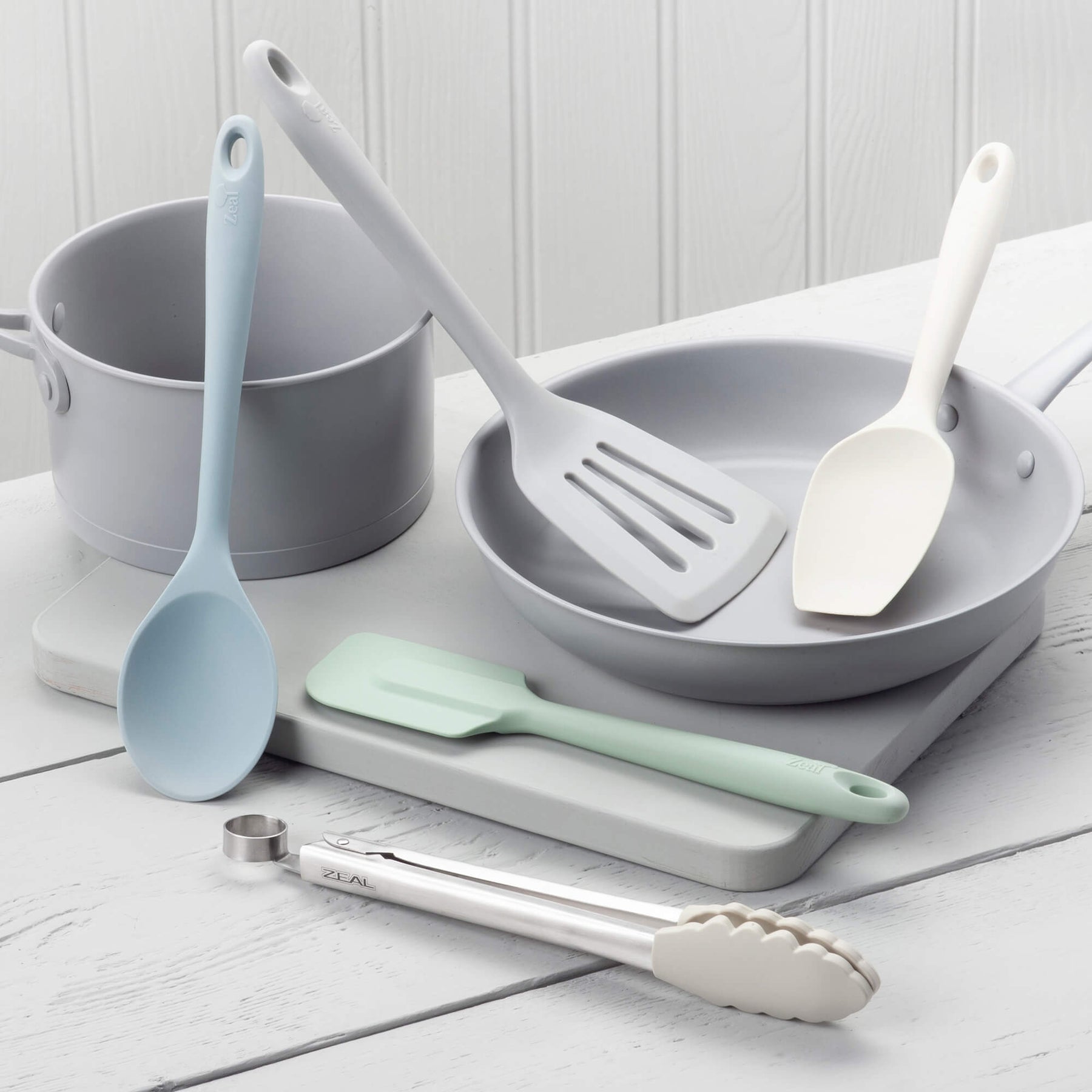 Silicone Kitchen Tongs, Slotted Turner, Spoon, Spatula Spoon & Spatula Set