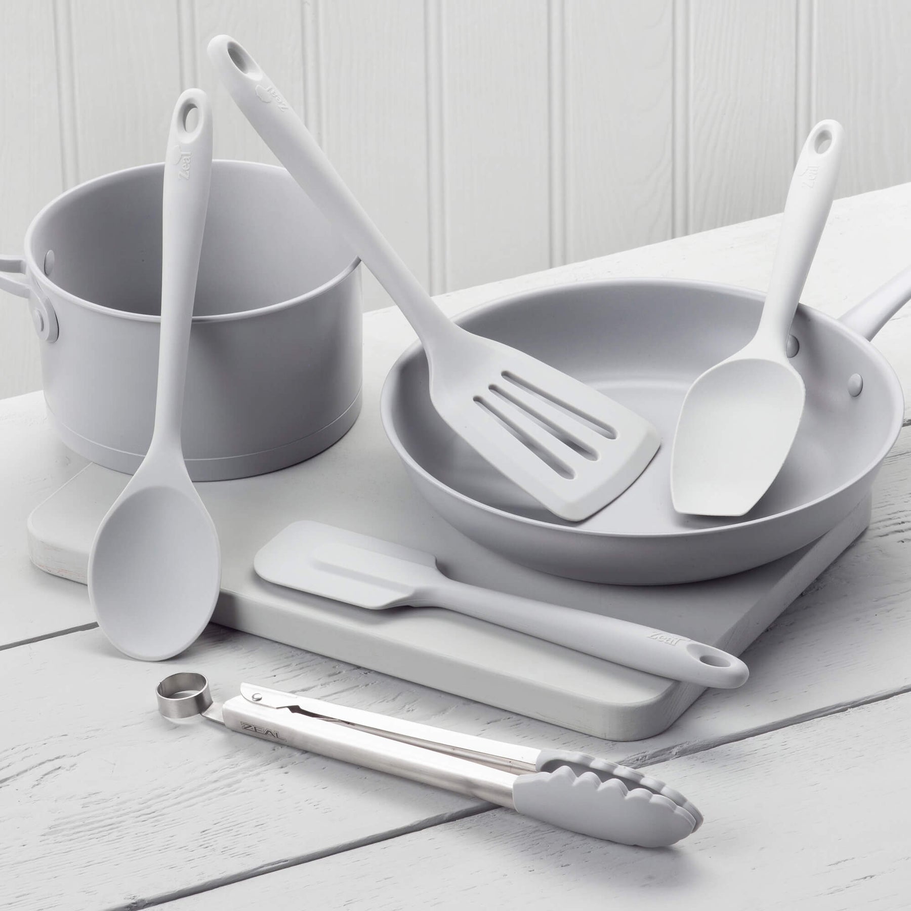 Silicone Kitchen Tongs, Slotted Turner, Spoon, Spatula Spoon & Spatula Set