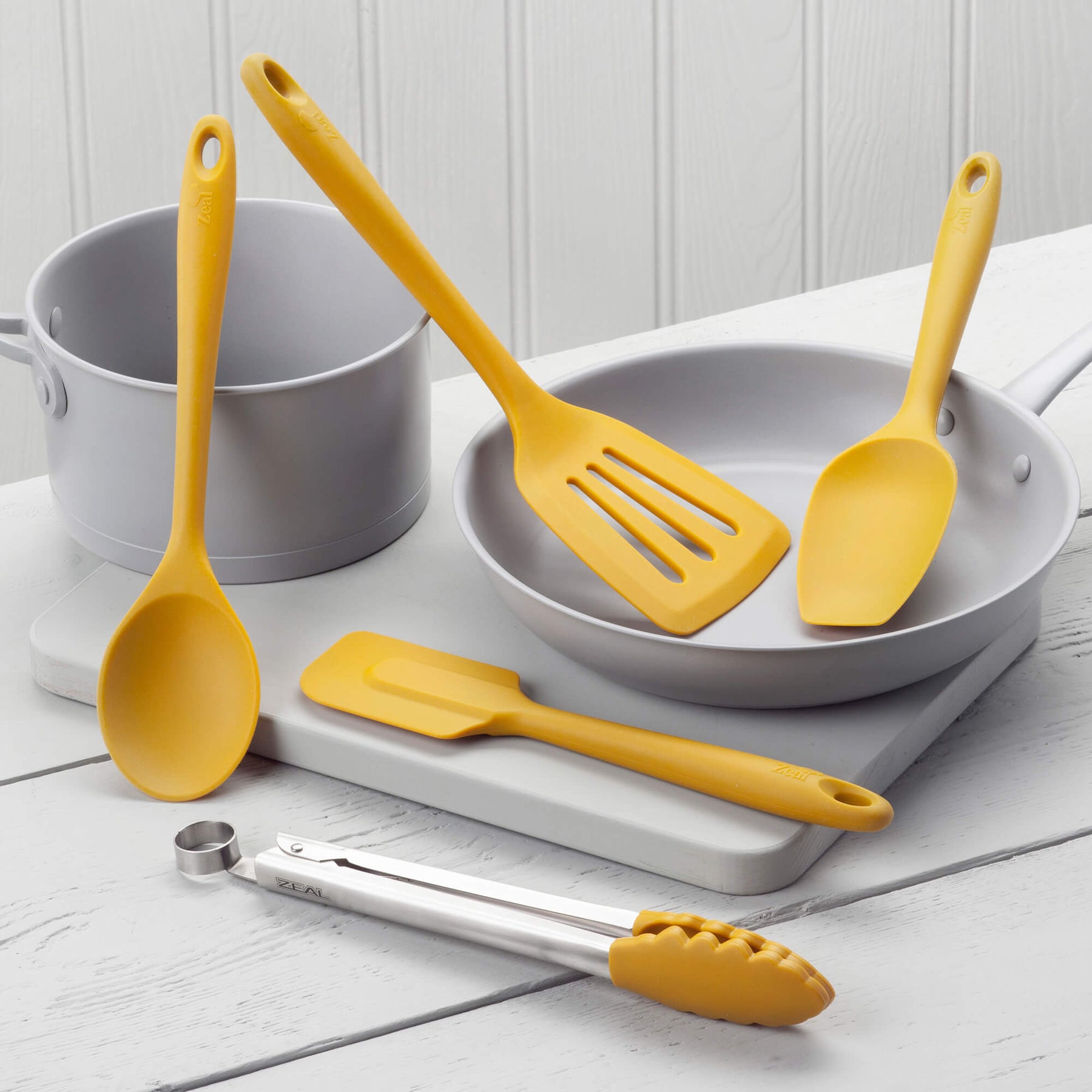 Silicone Kitchen Tongs, Slotted Turner, Spoon, Spatula Spoon & Spatula Set