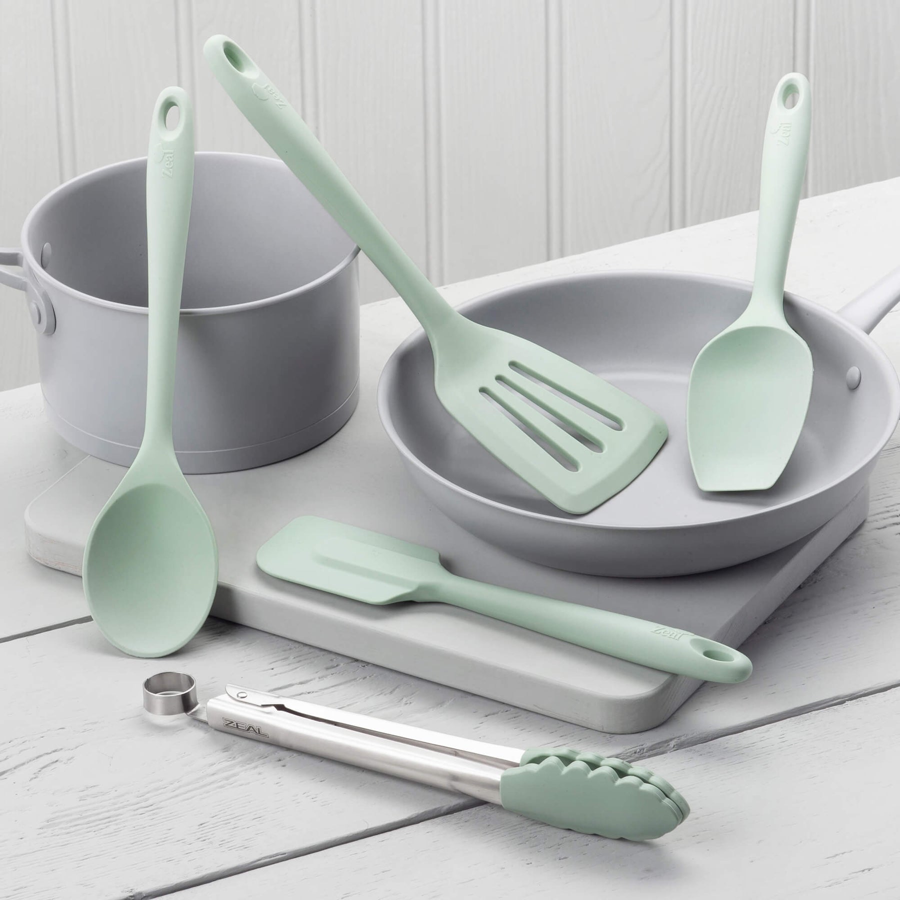 Silicone Kitchen Tongs, Slotted Turner, Spoon, Spatula Spoon & Spatula Set