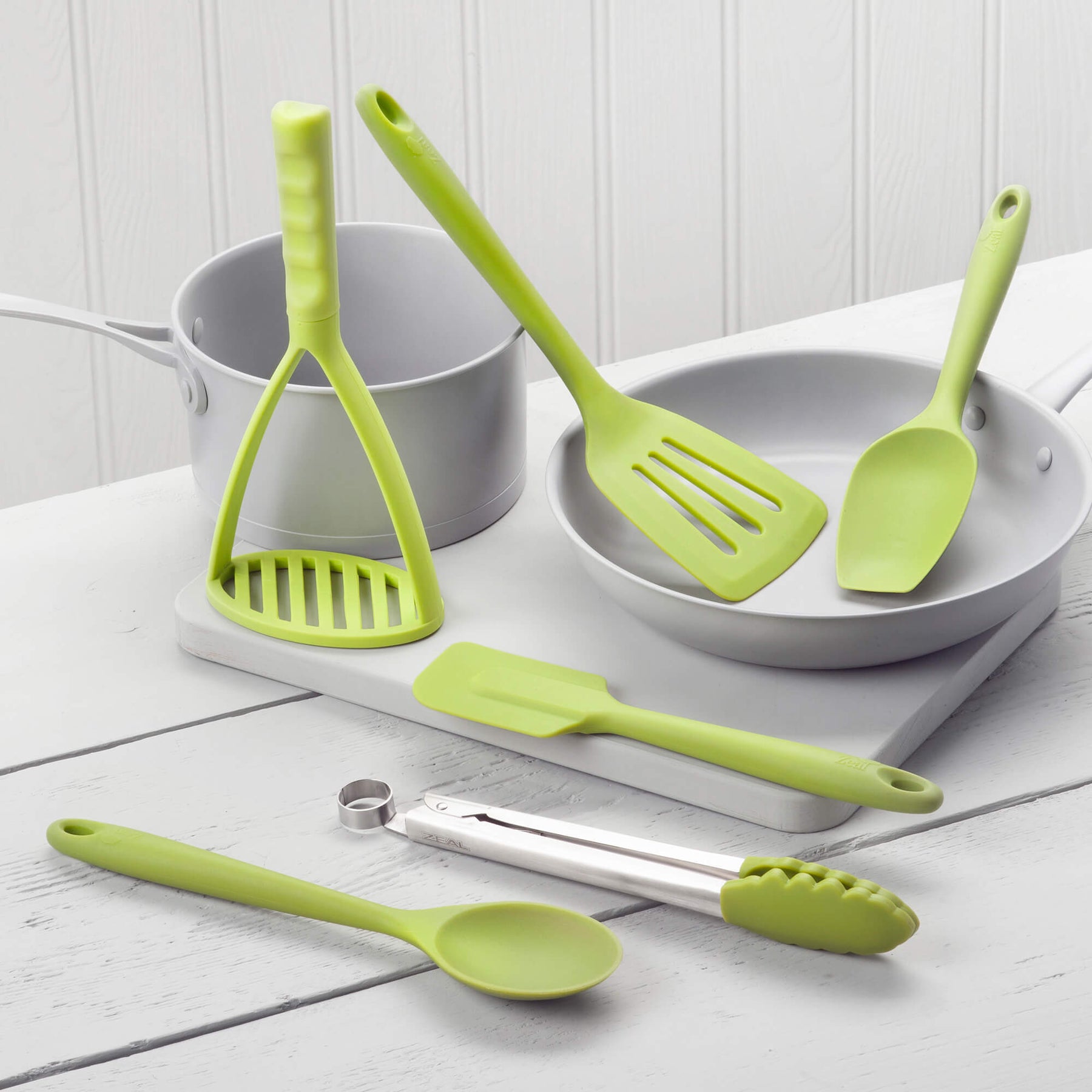 Silicone Kitchen Tongs, Flexitech Masher, Slotted Turner, Spoon, Spatula Spoon, Spatula Set