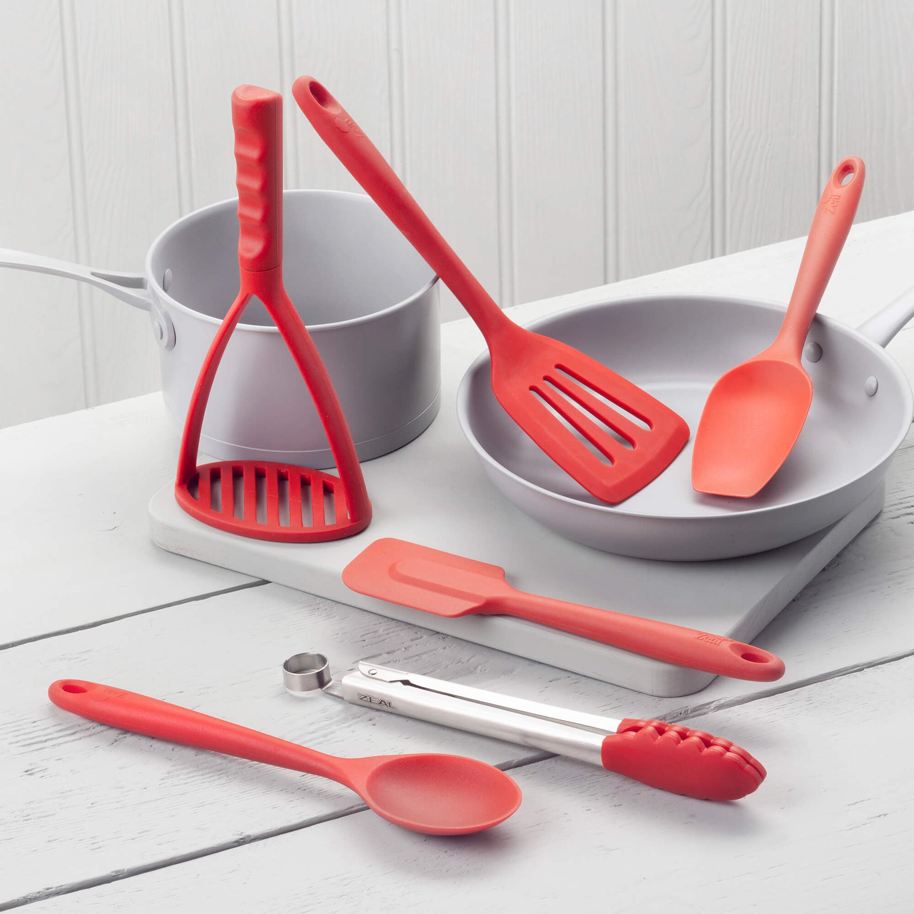 Silicone Kitchen Tongs, Flexitech Masher, Slotted Turner, Spoon, Spatula Spoon, Spatula Set