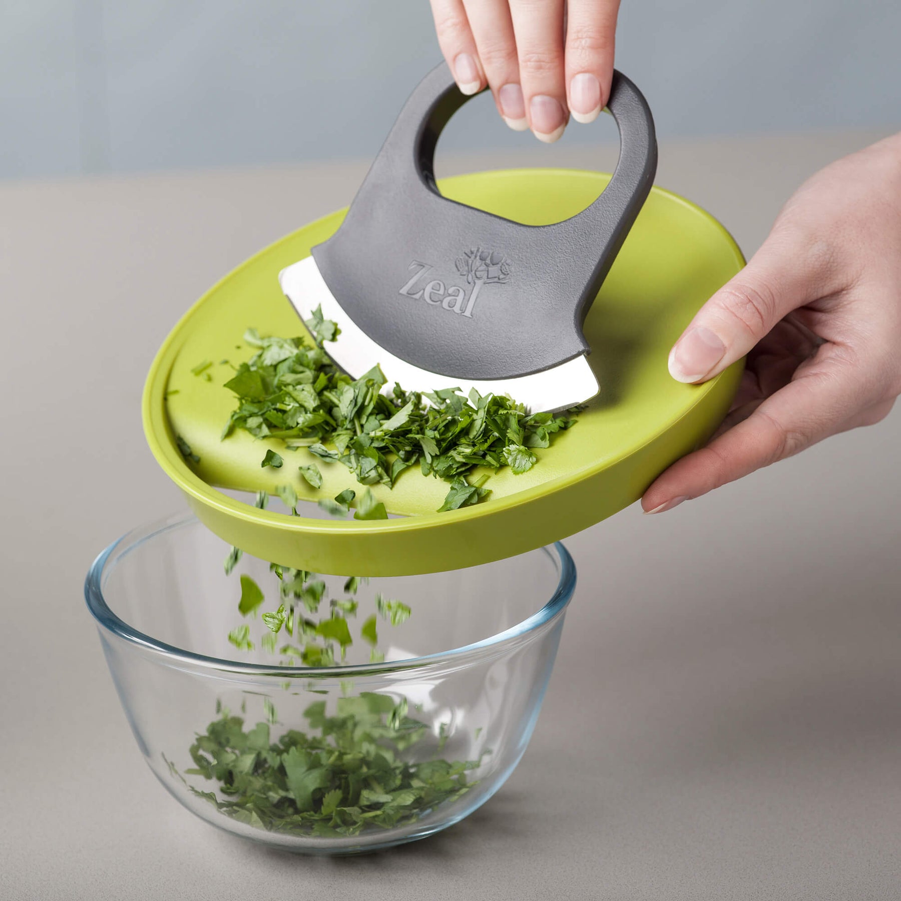 Rock & Drop™ Herb Cutter & Board Set