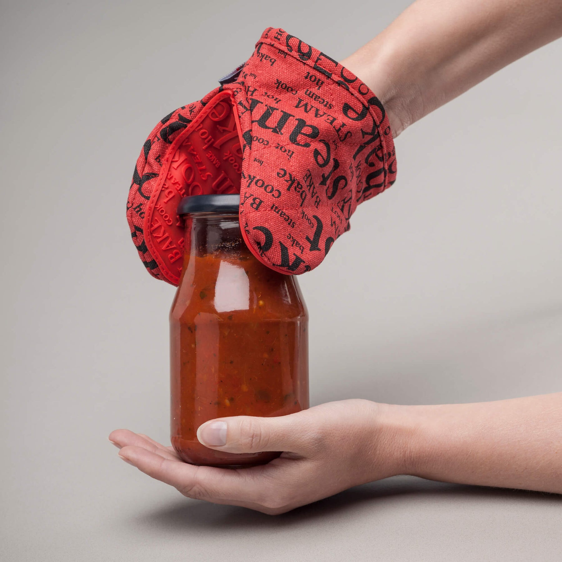 Silicone Hot Grab Mini Oven Mitt, Hot Print