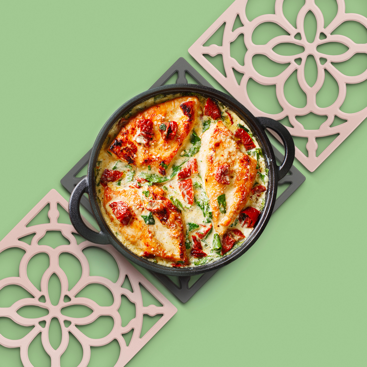 Square Silicone Heritage Hot Mat Trivet, 18cm