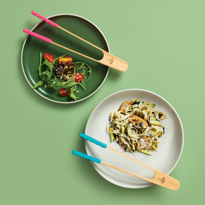 Bamboo Cooking Tongs with Silicone Tips, 25cm
