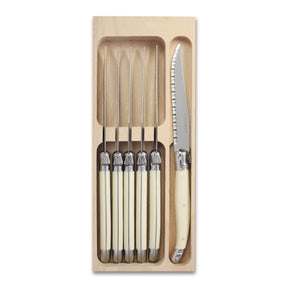 6 Piece Steak Knife Set in Wooden Tray