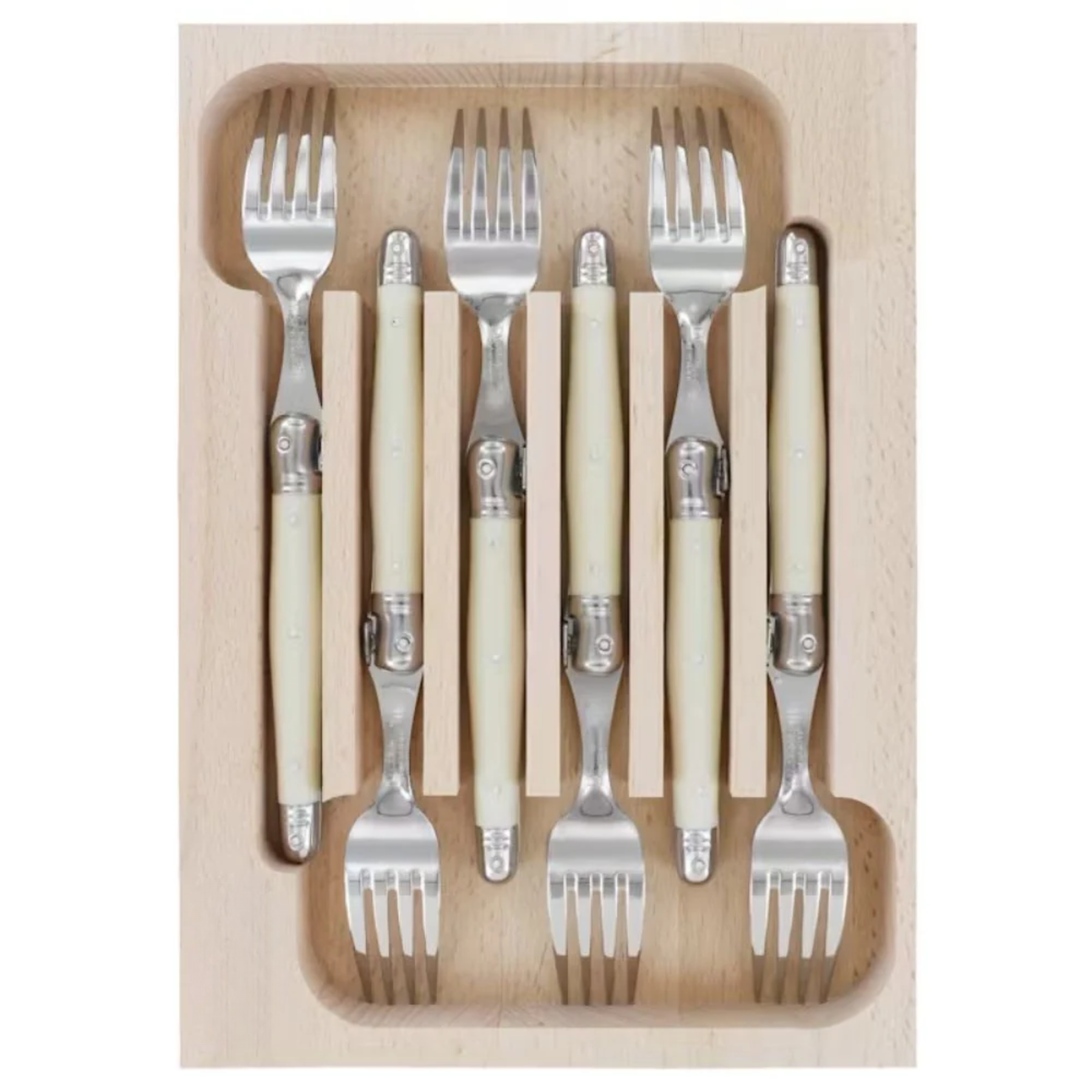 6 Piece Dinner Fork Set in Wooden Tray