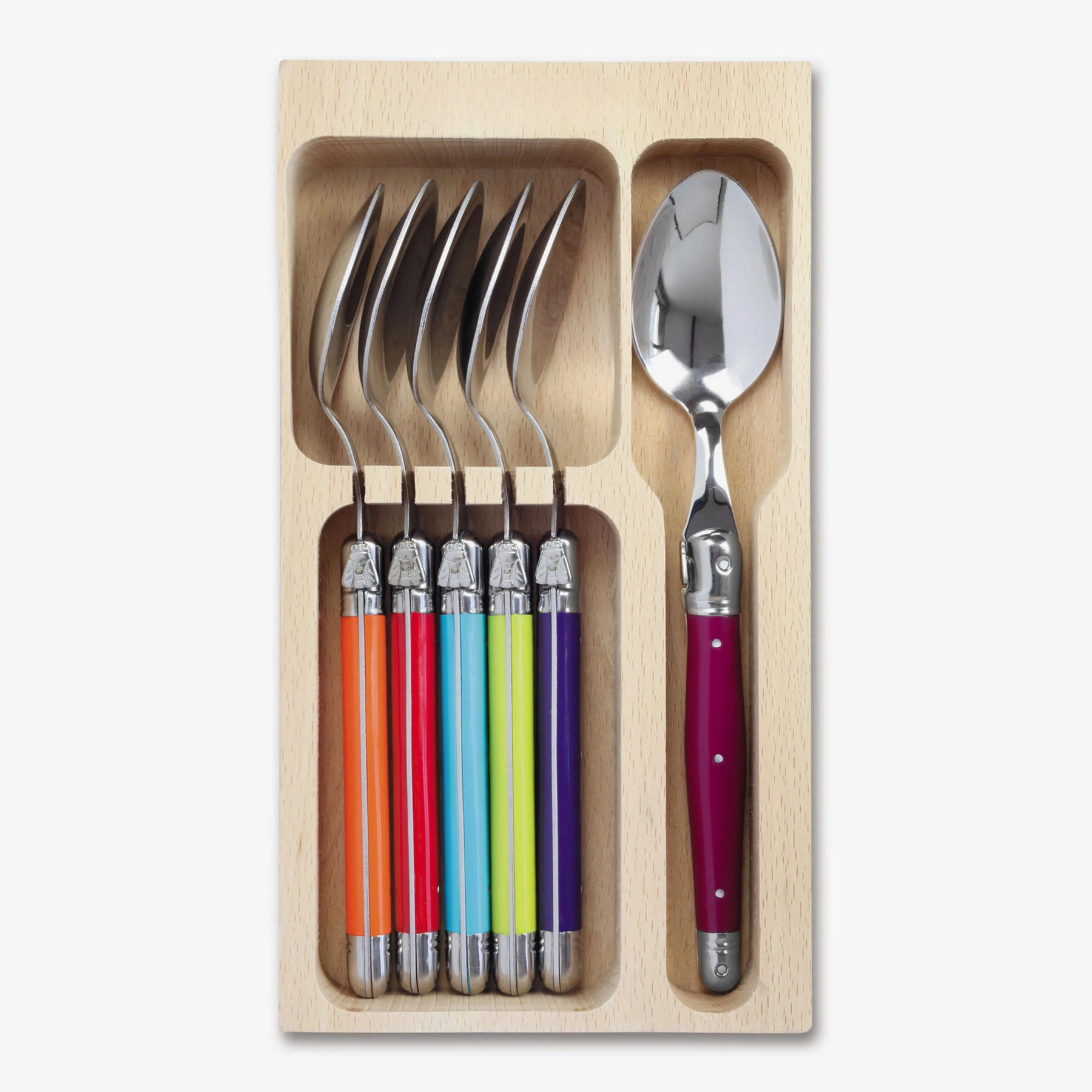 6 Piece Dinner Spoon Set in Wooden Tray
