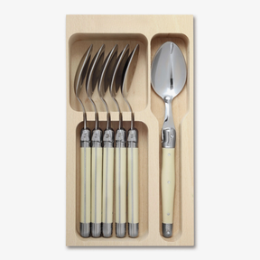 6 Piece Dinner Spoon Set in Wooden Tray