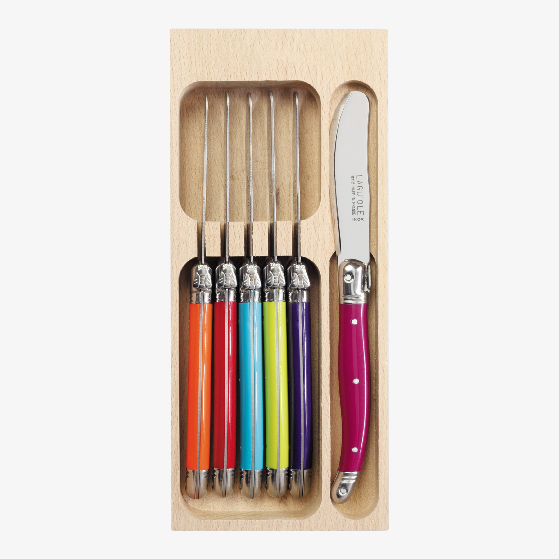 6 Piece Butter Knife Set in Wooden Tray