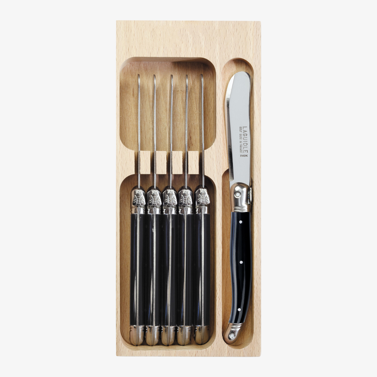 6 Piece Butter Knife Set in Wooden Tray