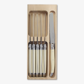 6 Piece Dinner Knife Set in Wooden Tray