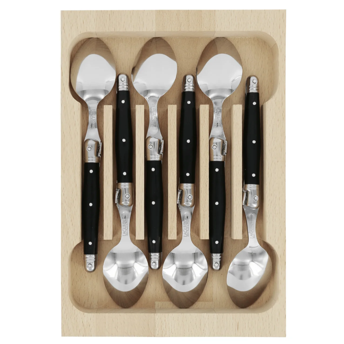 6 Piece Teaspoon Set in Wooden Tray