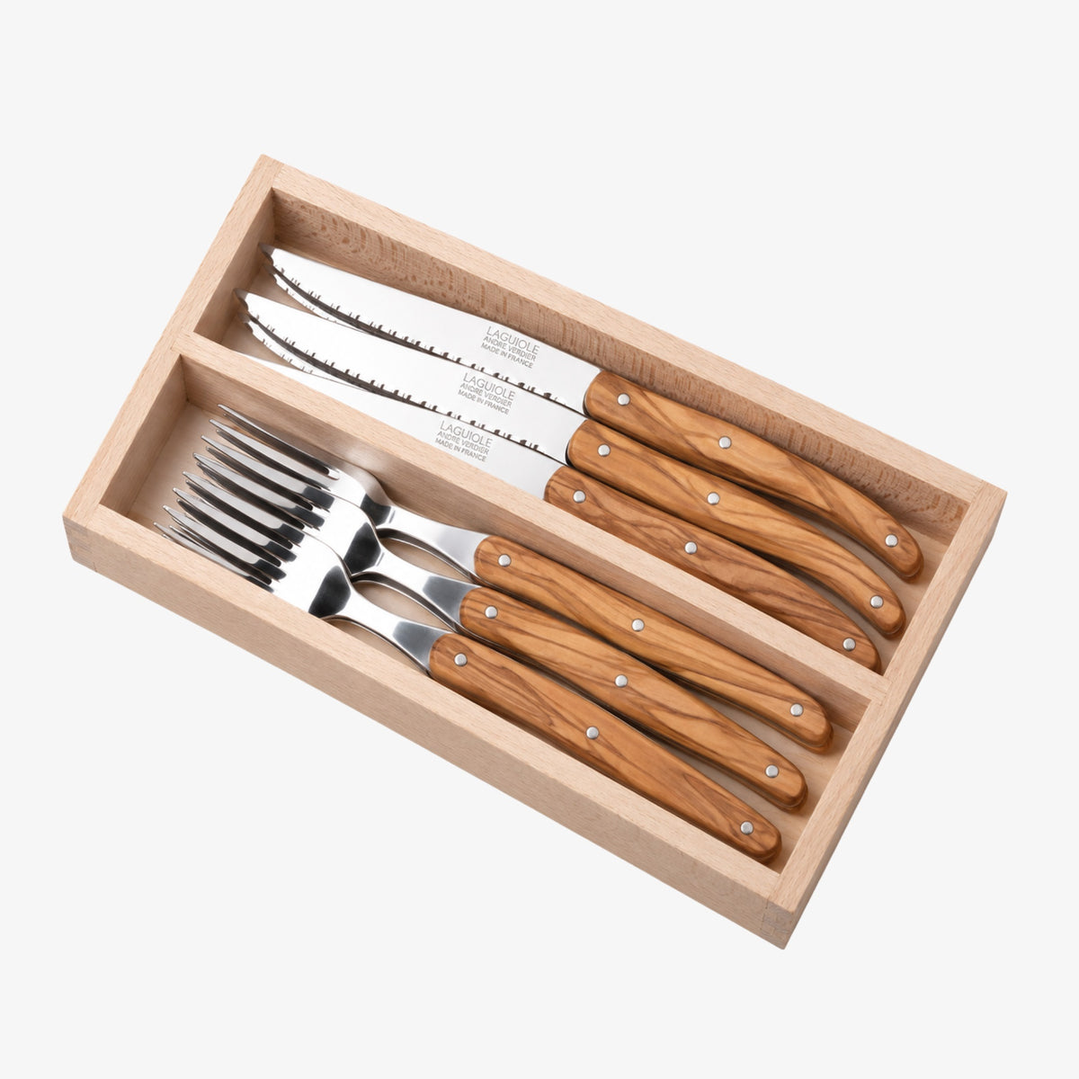 12 Piece Steak Knife & Fork Set in Wooden Presentation Tray