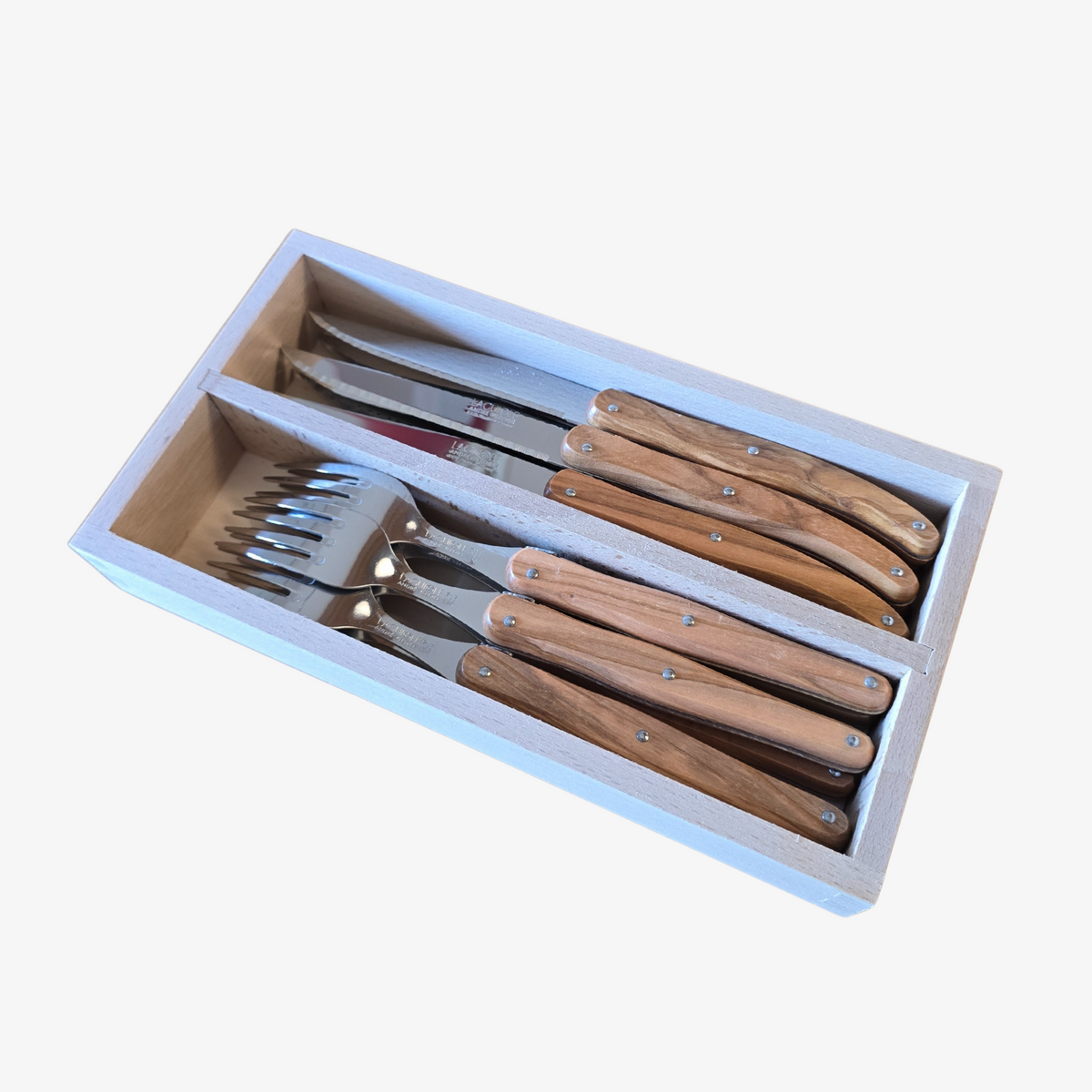 12 Piece Steak Knife & Fork Set in Wooden Presentation Tray