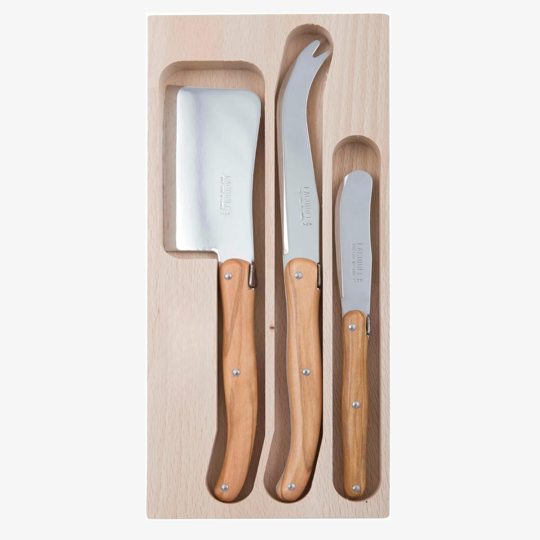 Cheese Knife, Cleaver & Butter Knife Set in a Tray