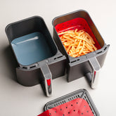 Reusable Silicone Dual Air Fryer Liners, for Large Rectangular Baskets, Set of 4