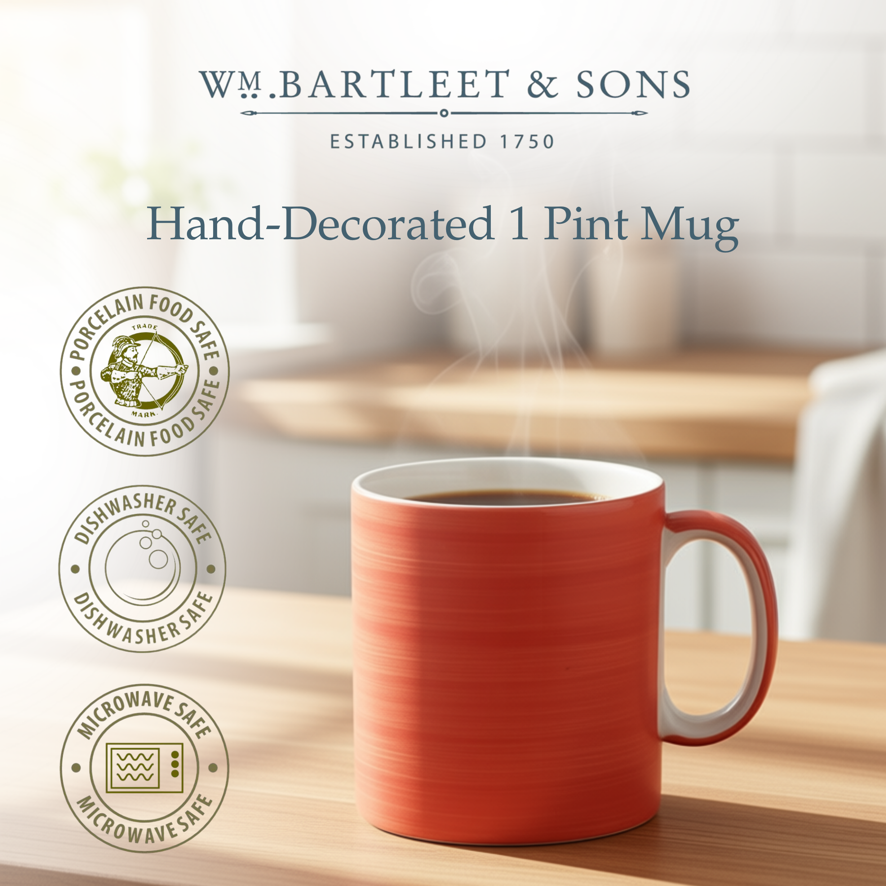 Hand Decorated , Large 1 Pint Mug, Solid