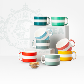 Hand Decorated, Wide & Low Mug, Stripe