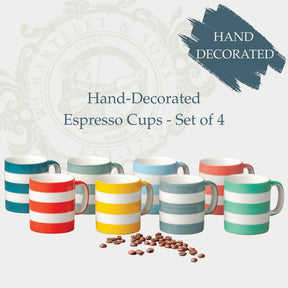 Hand Decorated Espresso Mug, Set of 4, Striped