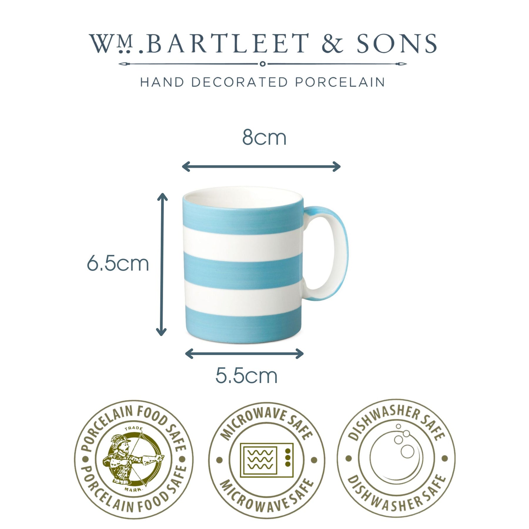 Hand Decorated Espresso Mug, Set of 4, Striped