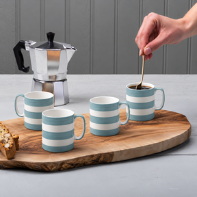 Hand Decorated Espresso Mug, Set of 4, Striped