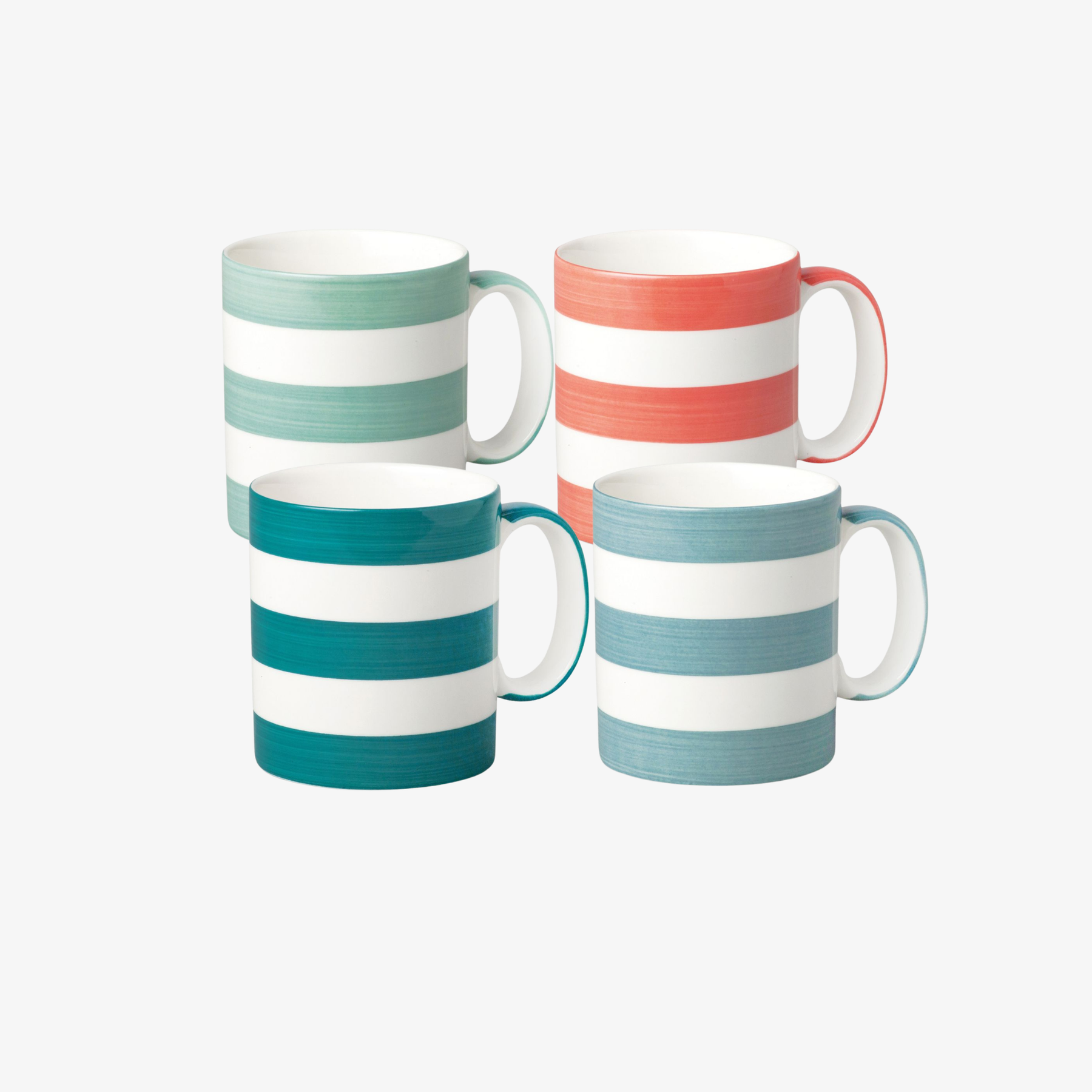 Hand Decorated Espresso Mug, Set of 4, Striped
