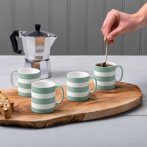 Hand Decorated Espresso Mug, Set of 4, Striped