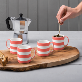 Hand Decorated Espresso Mug, Set of 4, Striped