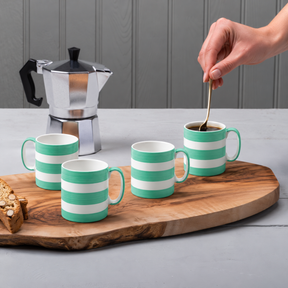 Hand Decorated Espresso Mug, Set of 4, Striped