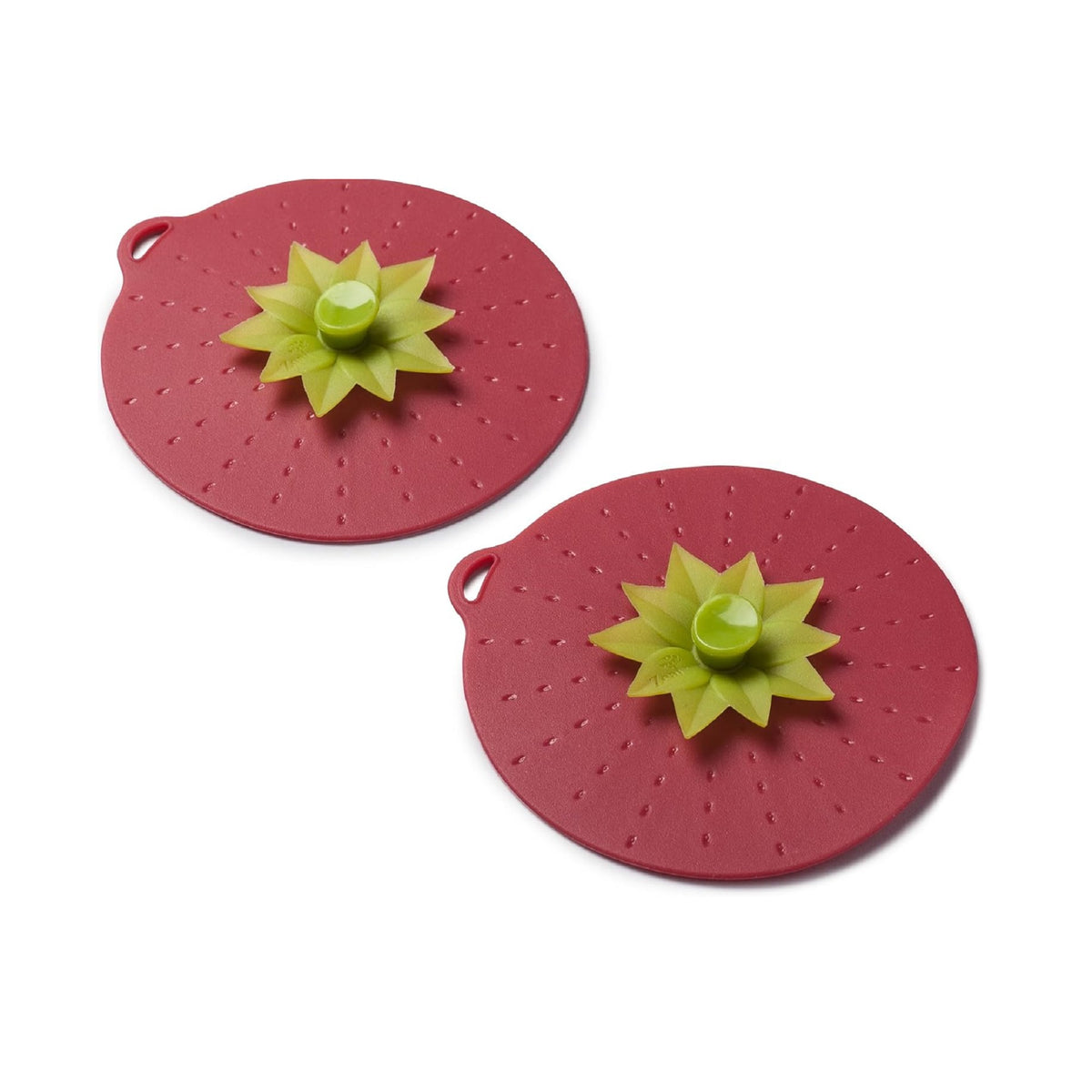 Strawberry Self Sealing Silicone Lid, Set of 2, Red