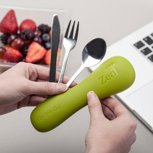 On-The-Go Cutlery Set in use at a desk