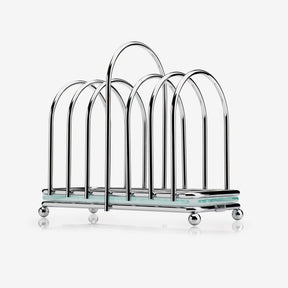 Chrome Toast Rack with Frosted Glass Base