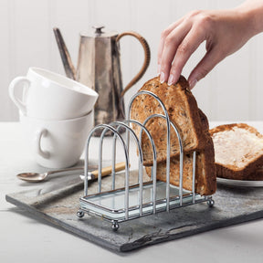 Chrome Toast Rack with Frosted Glass Base