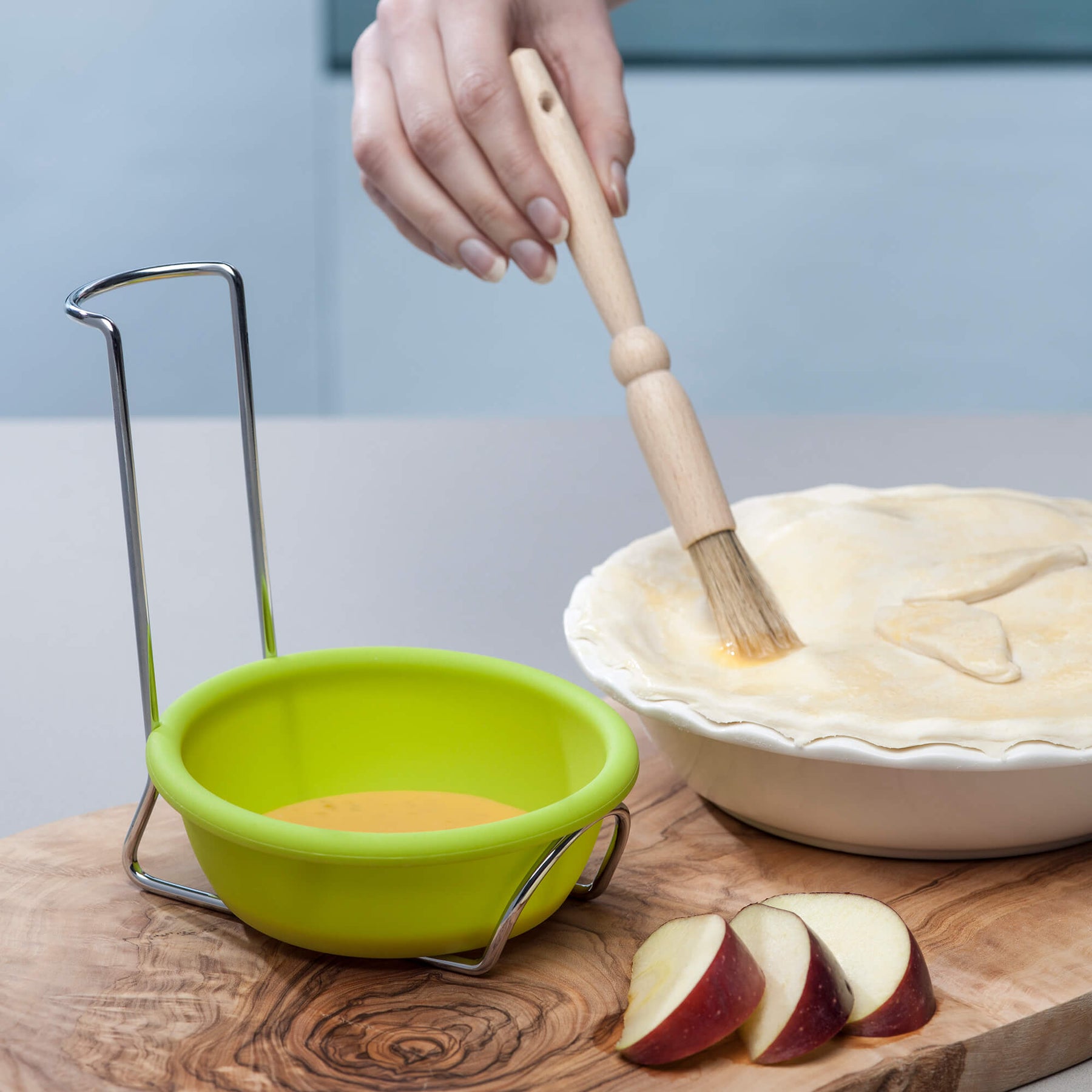 Silicone Spoon Rest and Basting Bowl with Chrome Stand