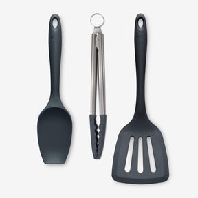 Silicone Kitchen Tongs, Slotted Turner & Spatula Spoon Set