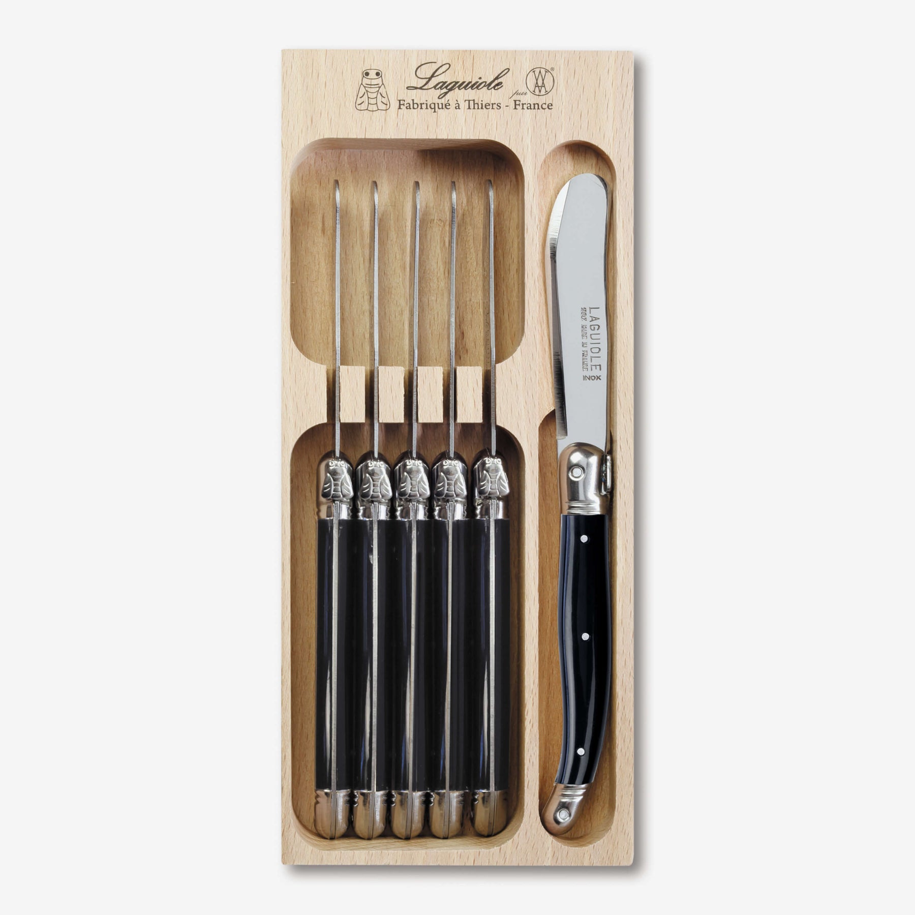 6 Piece Butter Knife Set in Wooden Tray