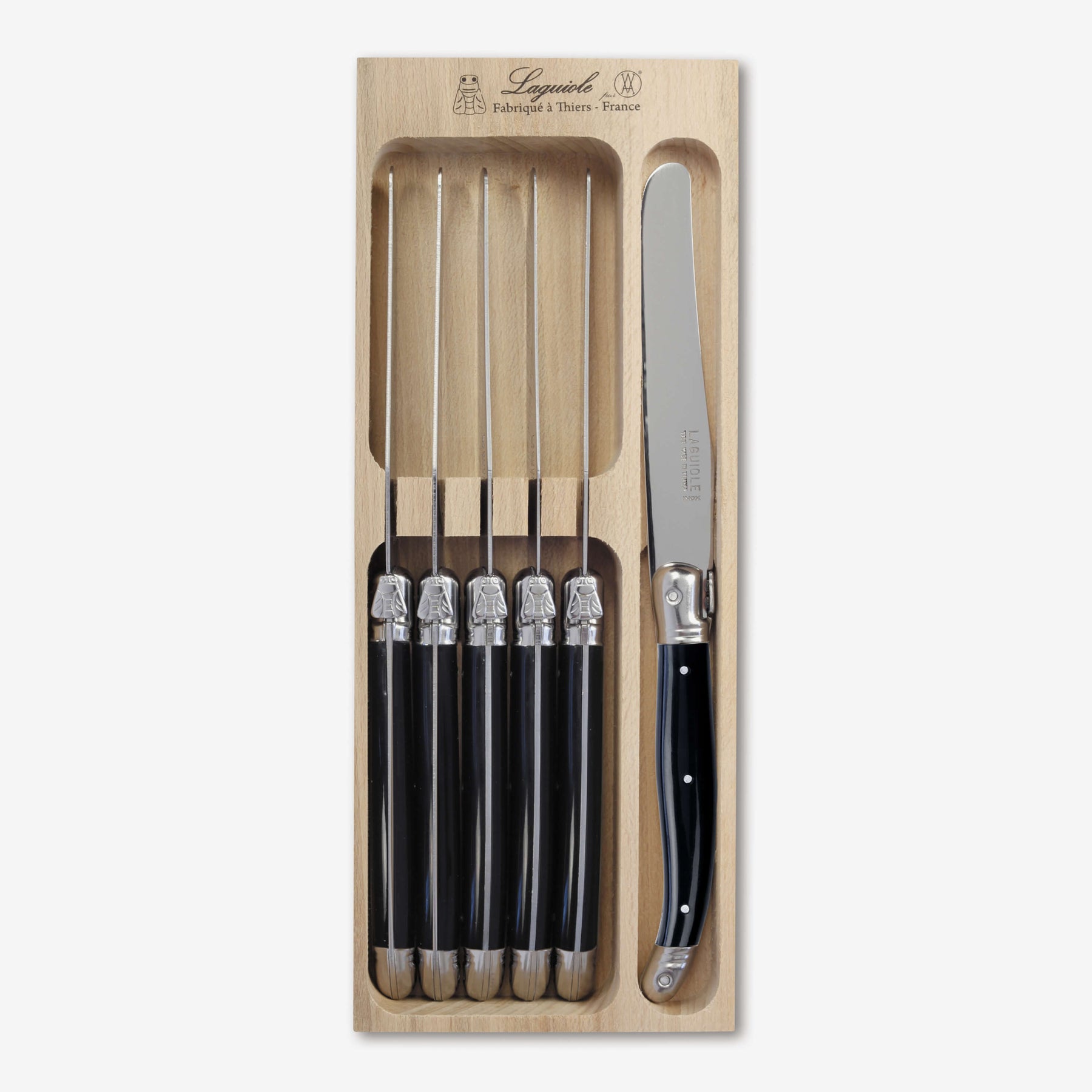 6 Piece Dinner Knife Set in Wooden Tray