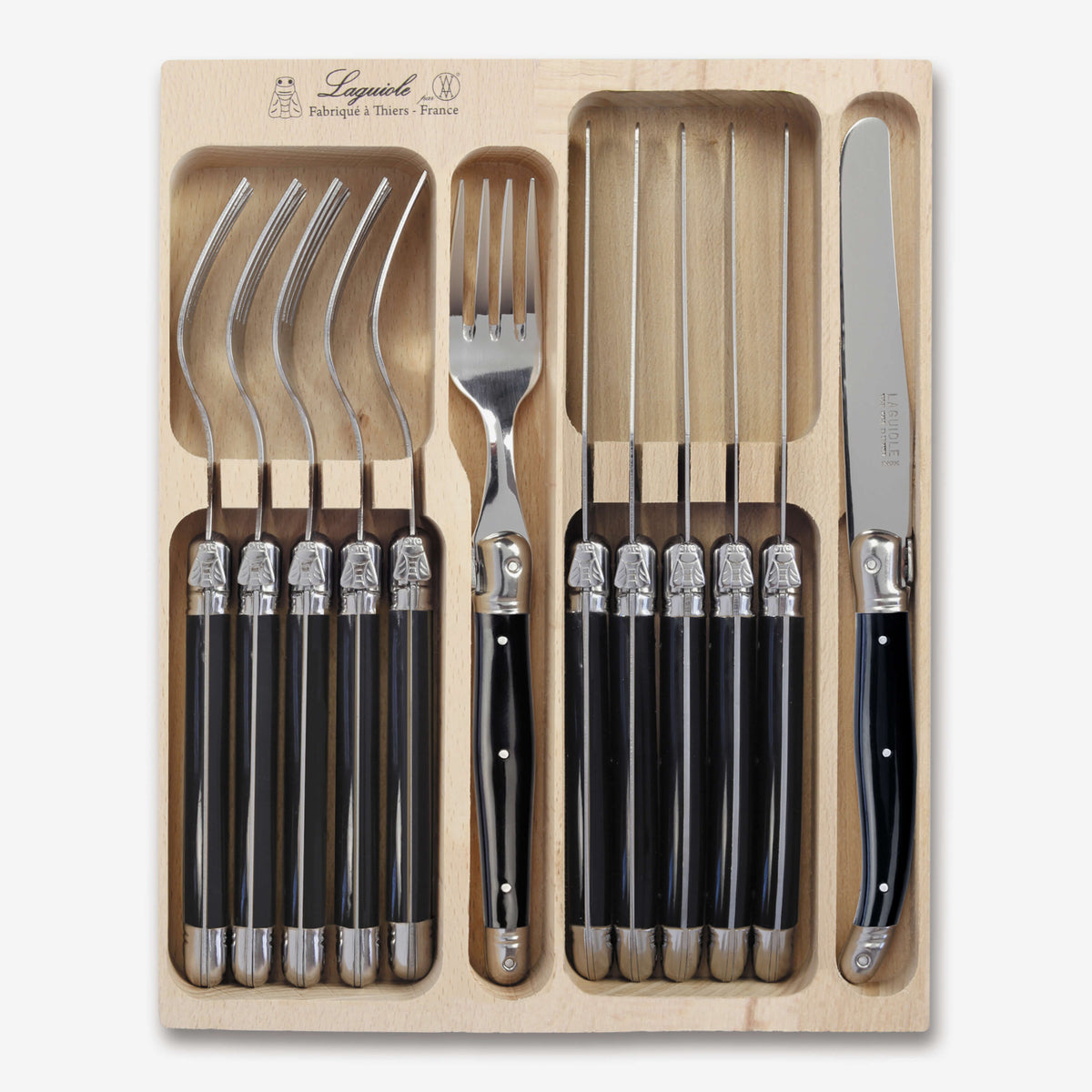 12 Piece Knife & Fork Set in Wooden Presentation Tray