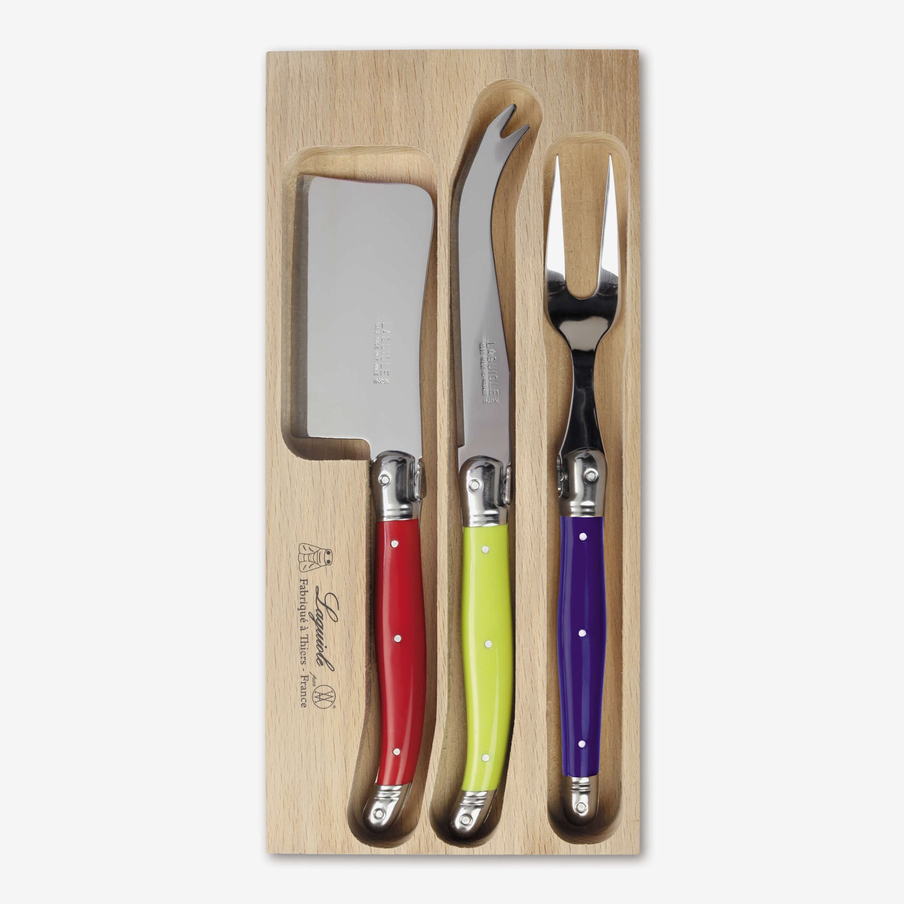 Cheese Knife, Fork & Cleaver Set in Tray